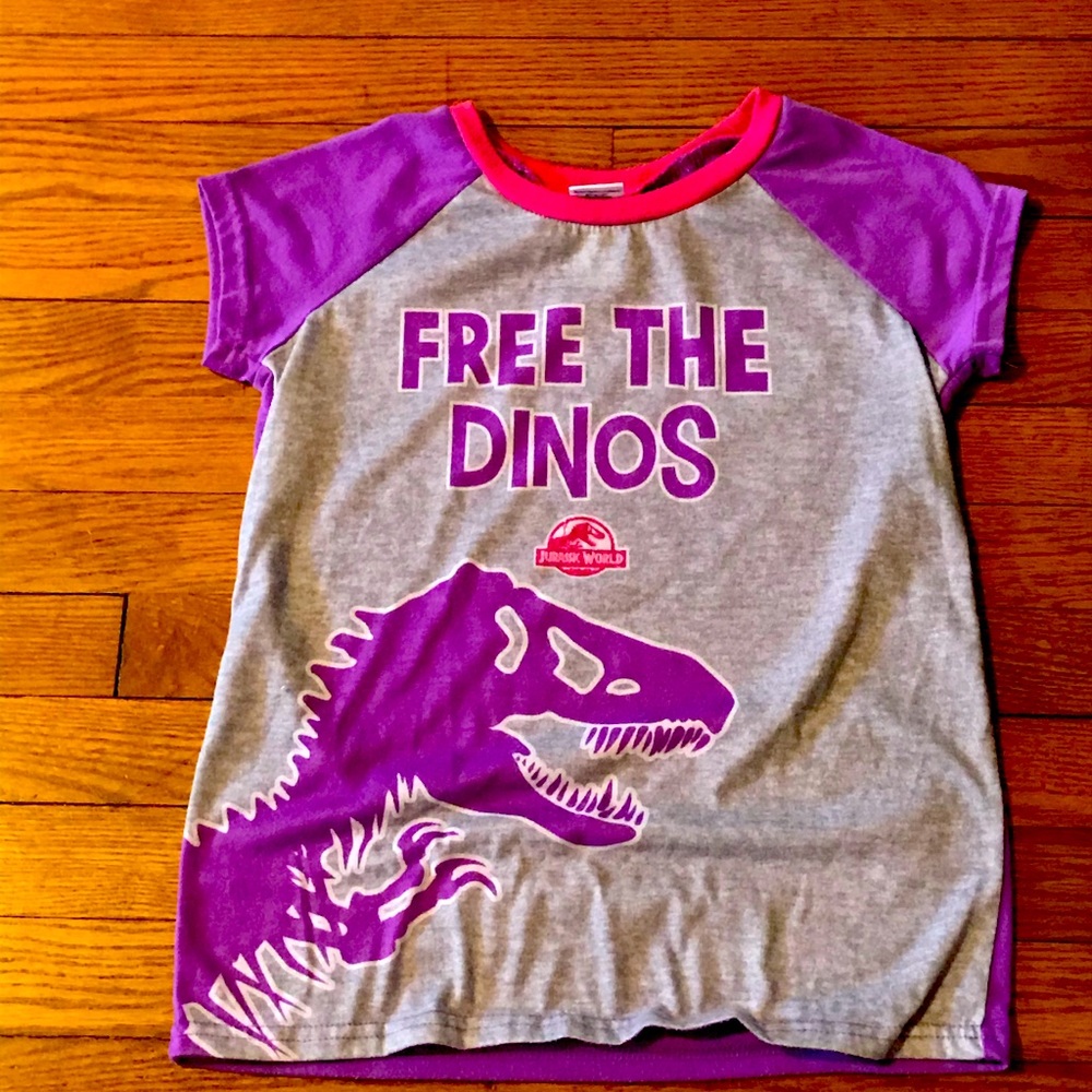 Girls PJ Jurassic world save the dinos shirt